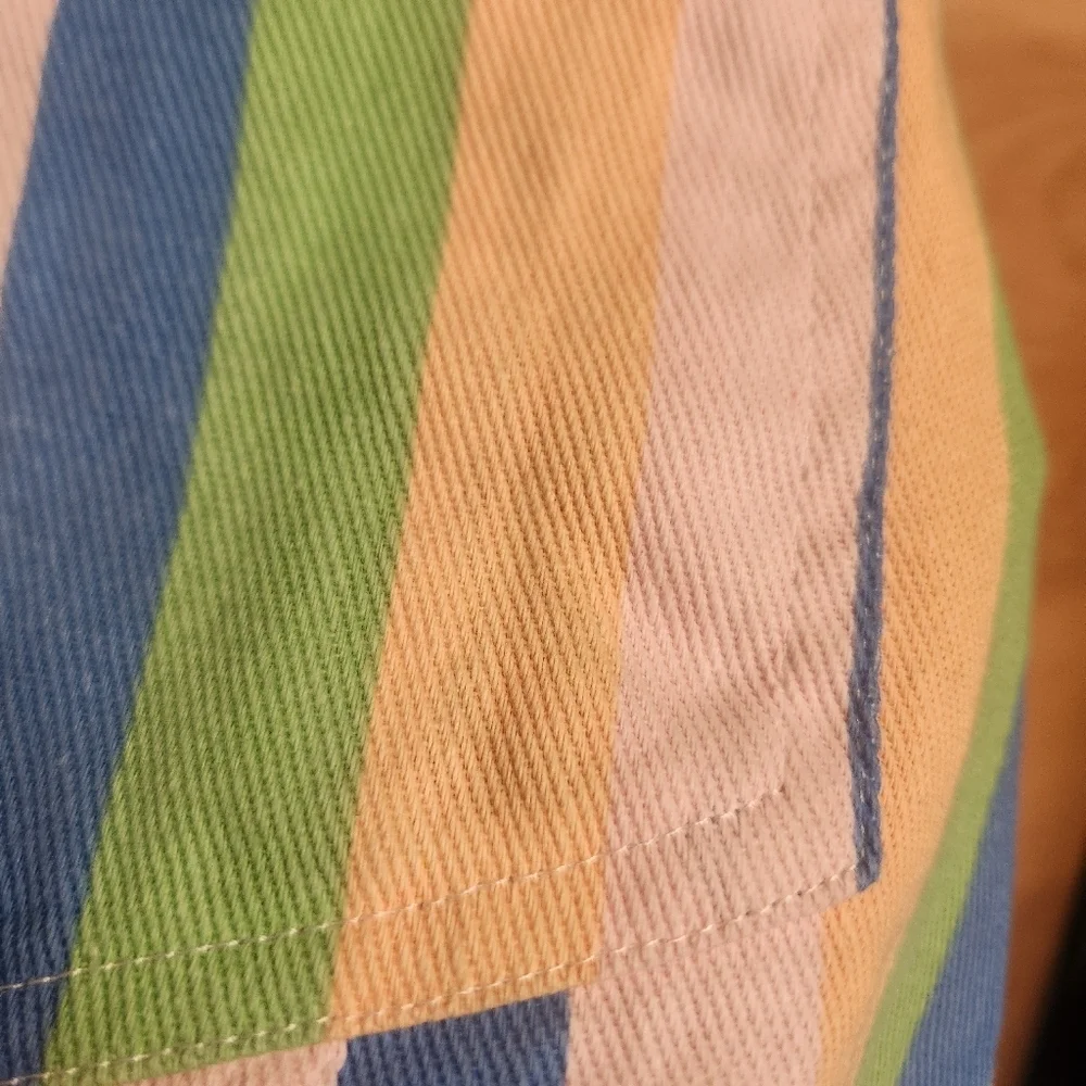 DAISY STREET CROPPED MULTI COLOR STRIPE ALL COTTON TRUCKER JACKET SIZE MEDIUM - Picture 11 of 12